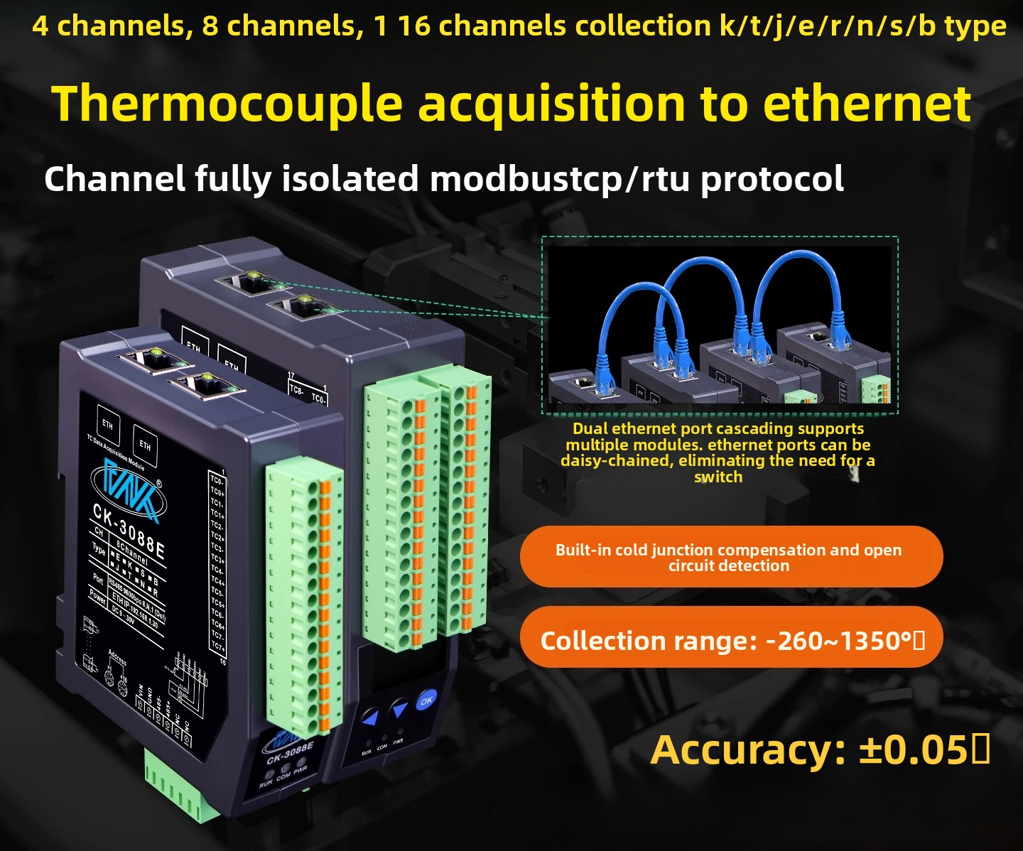 Thermocouple Module K Type - Berlaku untuk 8CH Modul Suhu Termorezistensi