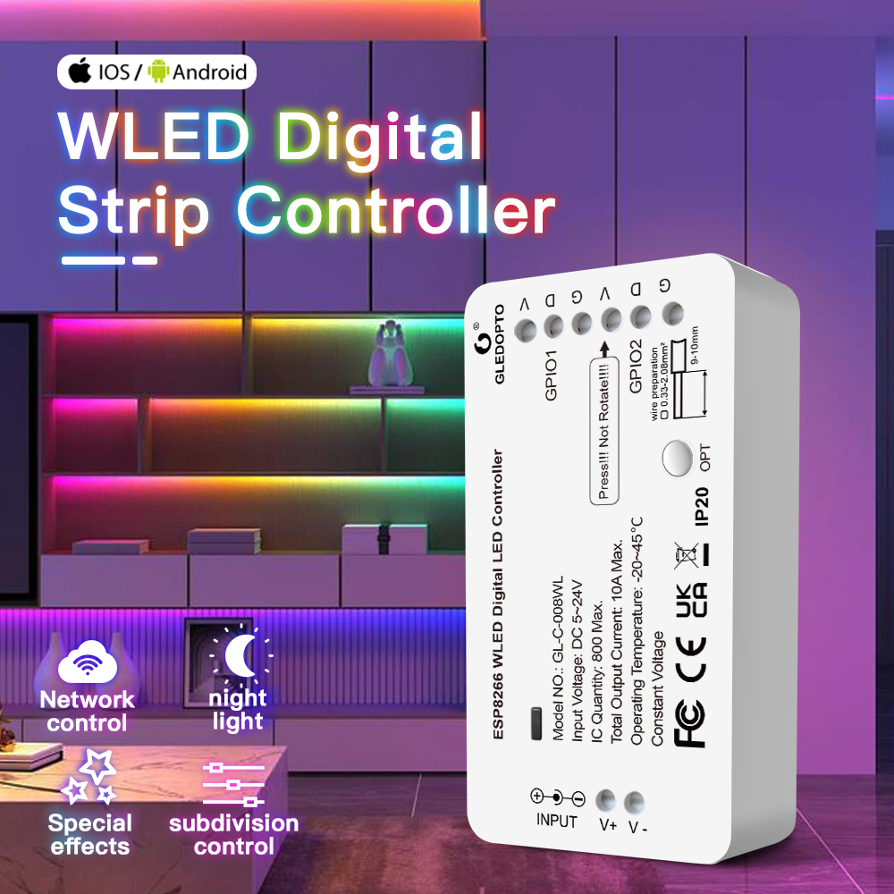 Ws2812B Strip 5V - Lampu setrip Digital WLED RGB, 5v-24v