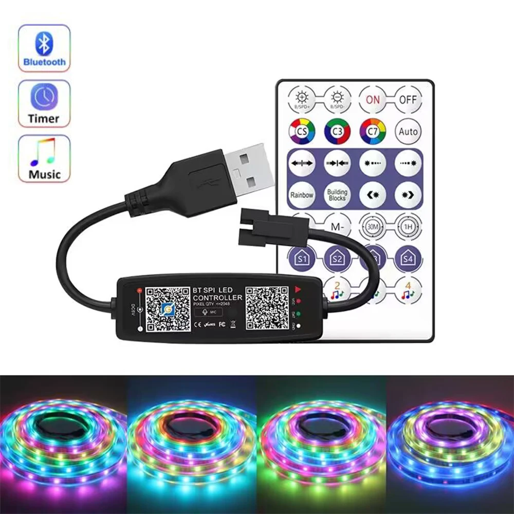 Ws2812B Strip 5V - WS2812B pengontrol lampu Bluetooth, setrip lampu