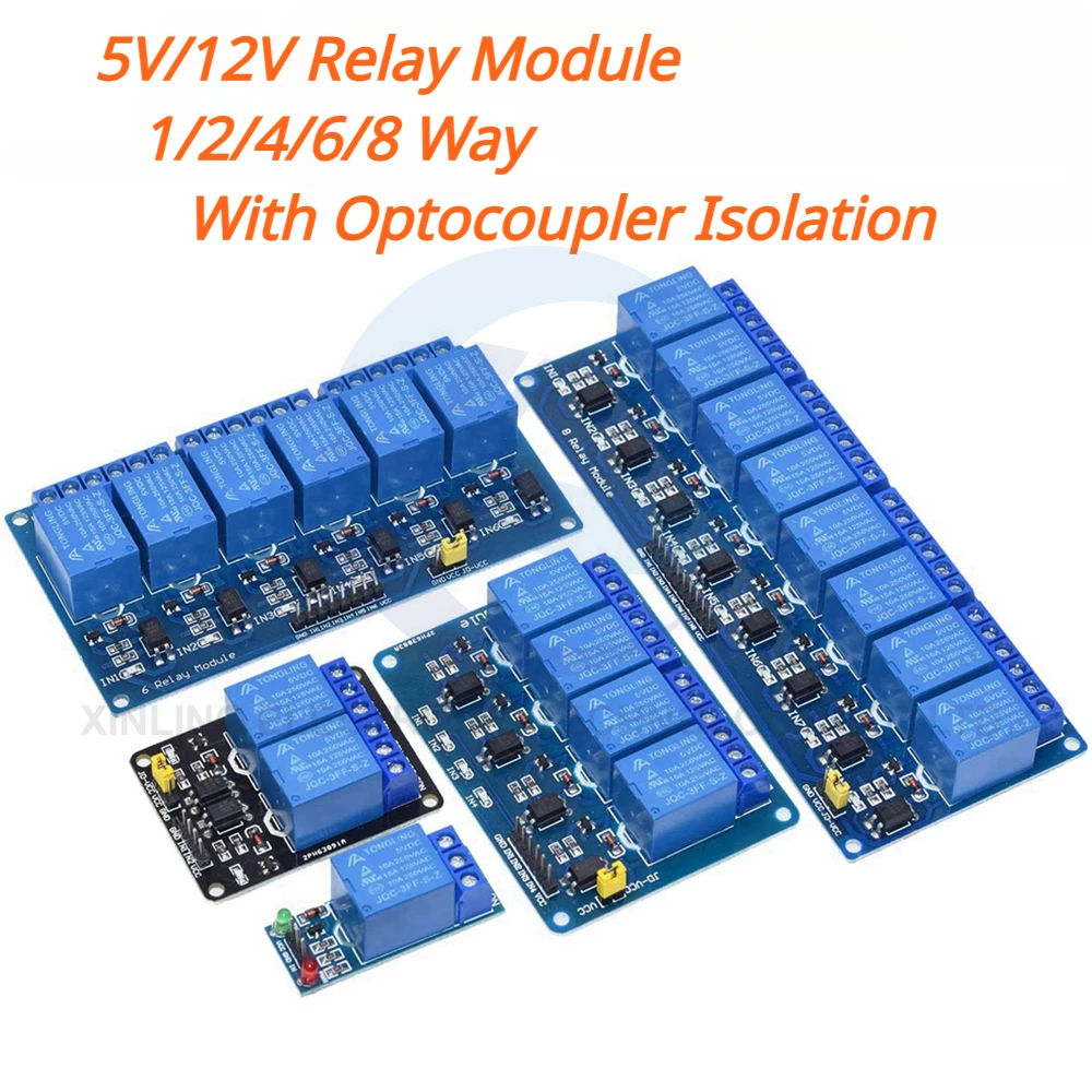 Relay Module 1 Channel - Modul Relai 5/12V 1/2/4/6/8 Saluran dengan