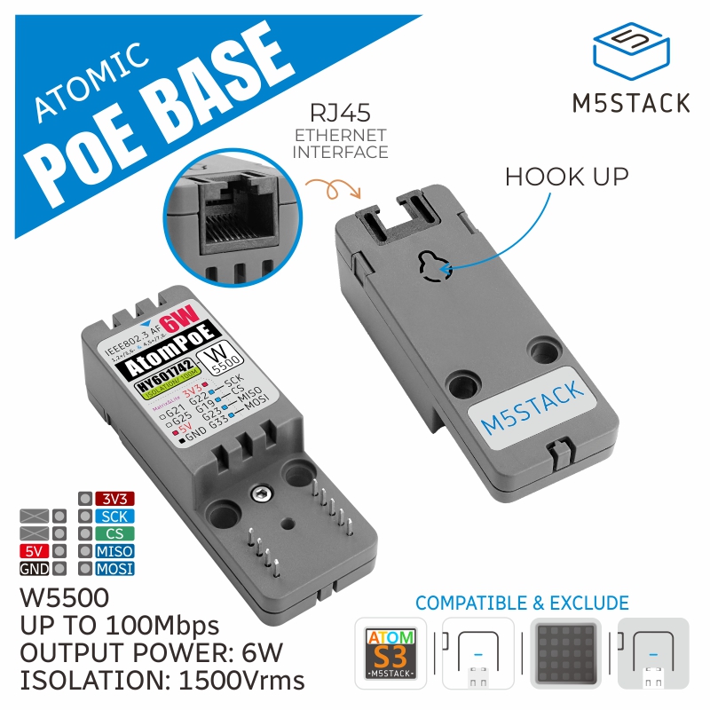 Ethernet W5500 - M5Stack basis atom resmi PoE W5500