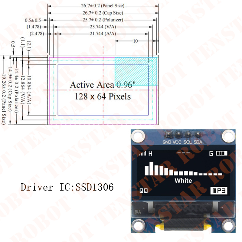 TENSTAR OLED SSD1306 0.96 inci - Oled Display 0.96 ulasan dan harga