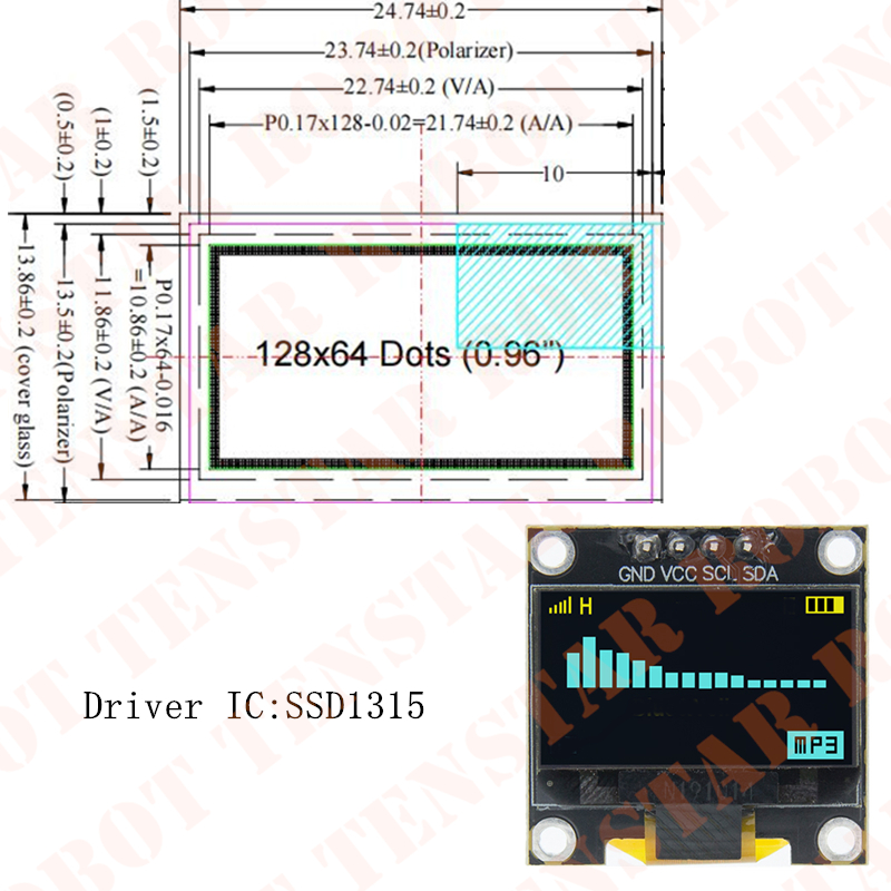 TENSTAR OLED SSD1306 0.96 inci - Oled Display 0.96 ulasan dan harga