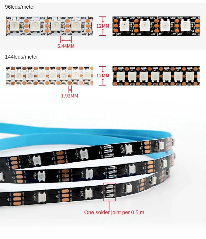 WS2812B Lampu Strip Led Pintar - Ws2812B Strip 5V ulasan dan harga