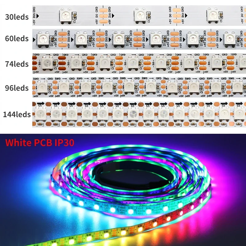 WS2812B Lampu Strip Led Pintar - Ws2812B Strip 5V ulasan dan harga