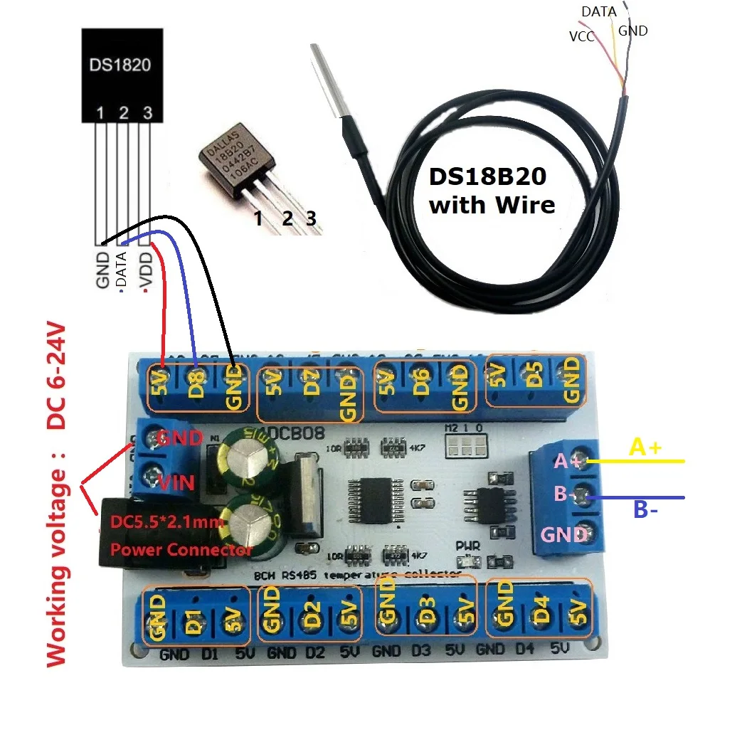 Modul Pengumpul Data Suhu 8 Sa - Ds18B20 ulasan dan harga