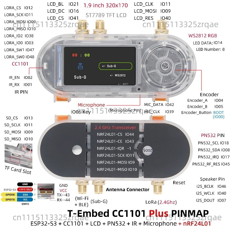 T-Embed CC1101 ESP32-S3 Papan  - Nrf24L01 ulasan dan harga