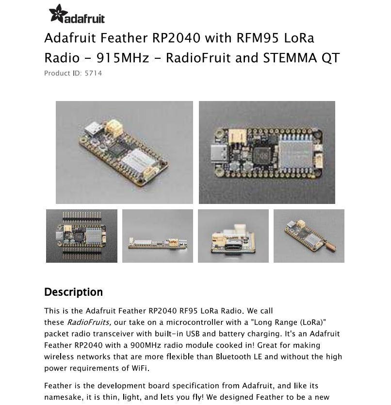 5714 Feather RP2040 dengan Rad - Lora Rfm95 ulasan dan harga