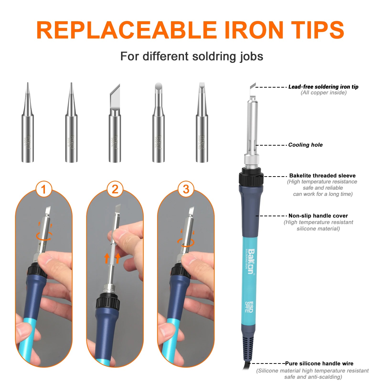 Stasiun Solder Bakon BK969 90W - Soldering Iron Temperature Probe ulasan dan harga