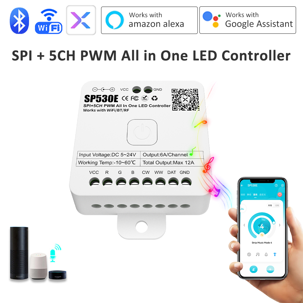 SP530E Pengontrol LED All In O - Ws2812B Strip 5V ulasan dan harga