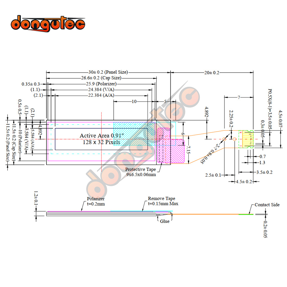 0.91 tampilan OLED DNA75 128x3 - Ssd1306 ulasan dan harga